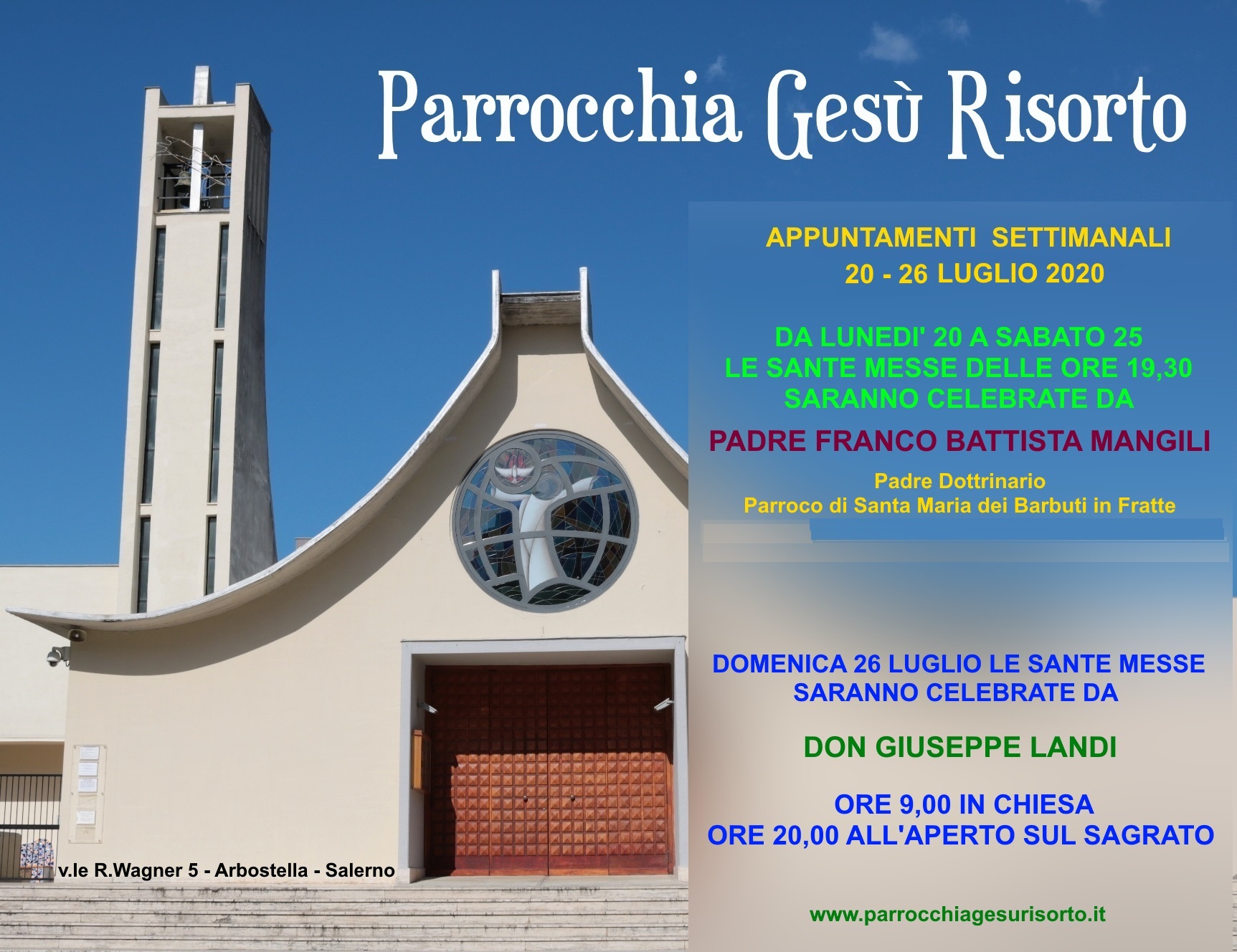 Parrocchia -Appuntamenti 20-26 luglio 2020